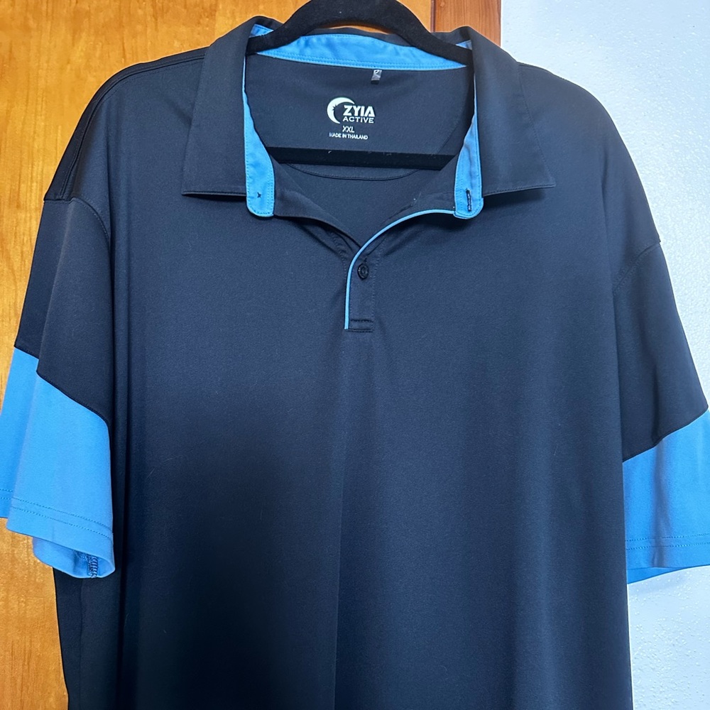 2XL Zyia Polo- Black and light blue